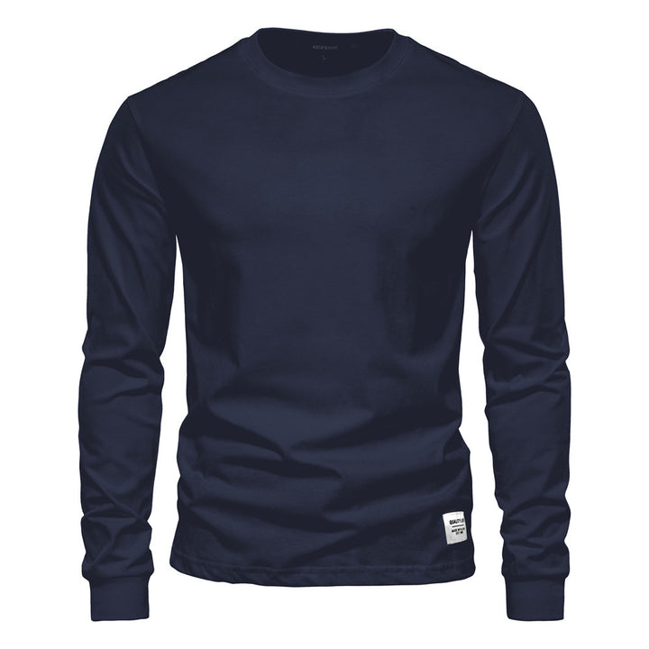 Herren nan klassisches langärmliges Baumwollshirt mit Rundhalsausschnitt und elastischen Bündchen Drune
