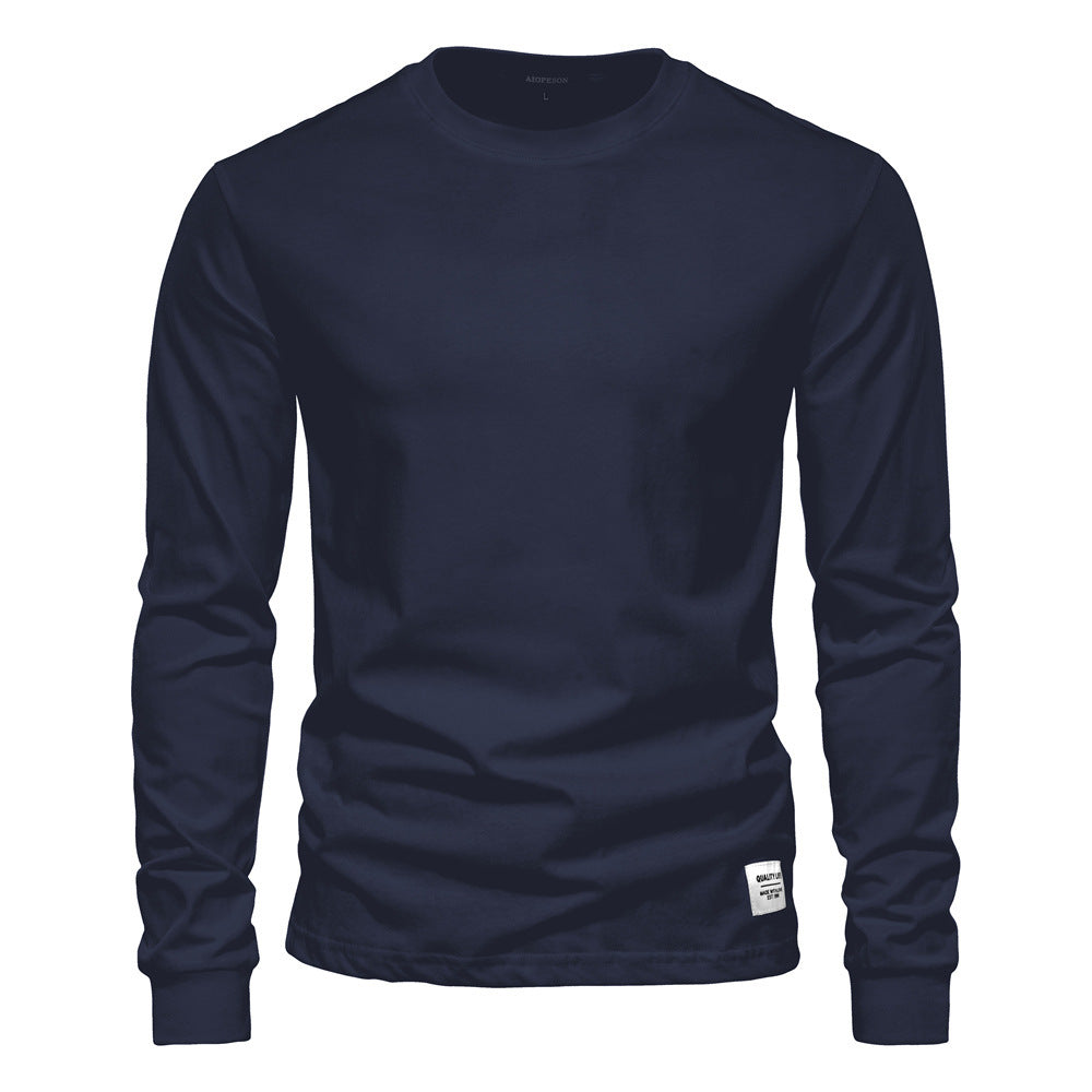Herren nan klassisches langärmliges Baumwollshirt mit Rundhalsausschnitt und elastischen Bündchen Drune