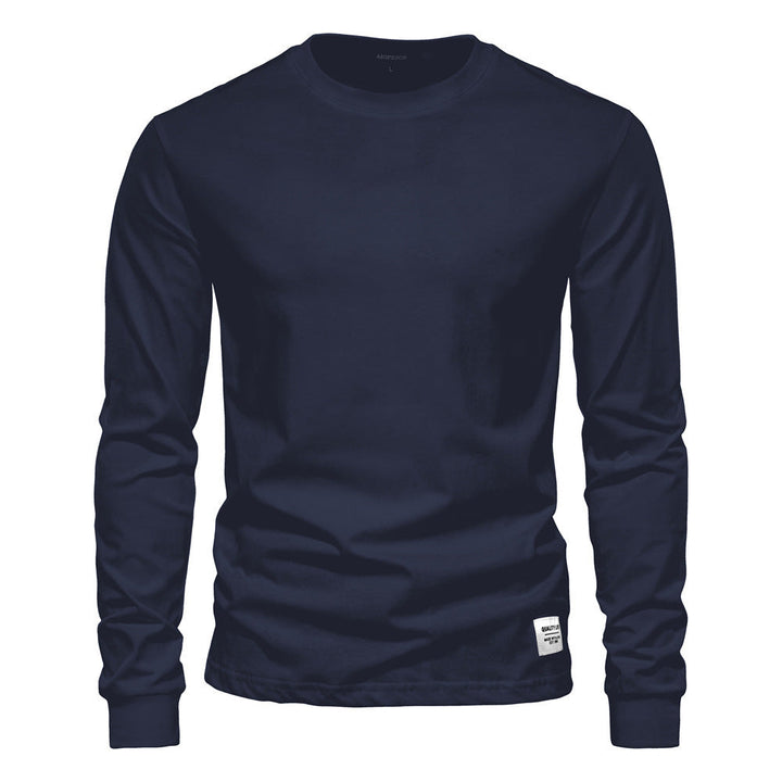 Herren nan klassisches langärmliges Baumwollshirt mit Rundhalsausschnitt und elastischen Bündchen Drune