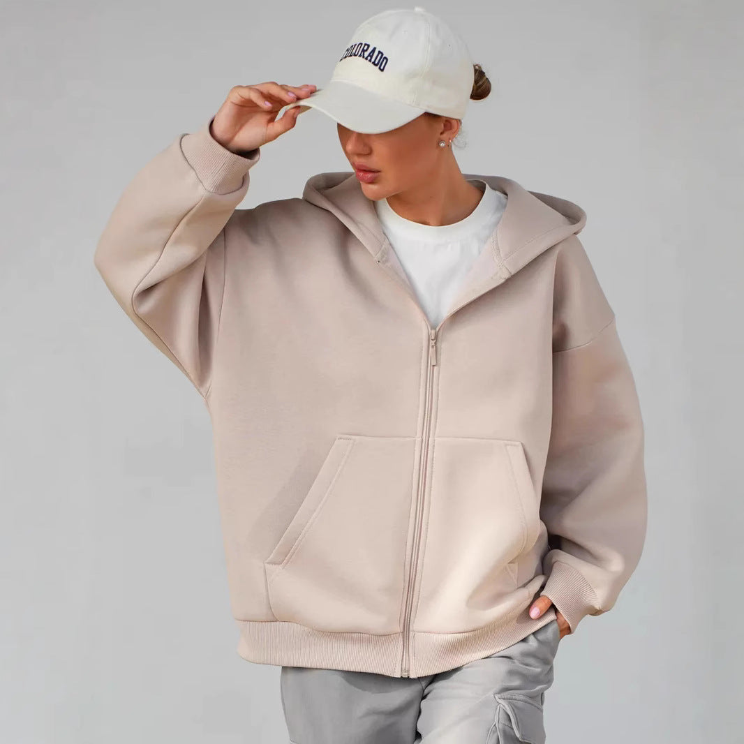 Damen Bequemer Fleece-Kapuzenjacke Drune