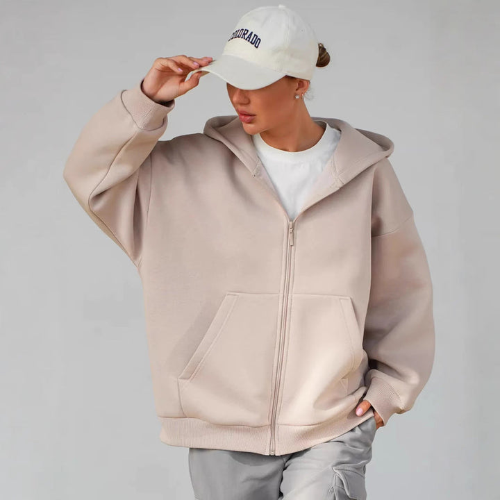 Damen Zip-Hoodie mit lässigem Schnitt und großen Taschen Drune