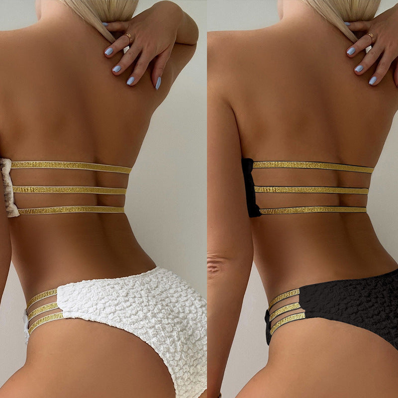 Damen Bandeau-Bikini mit strukturiertem Design und eleganten Akzenten Drune