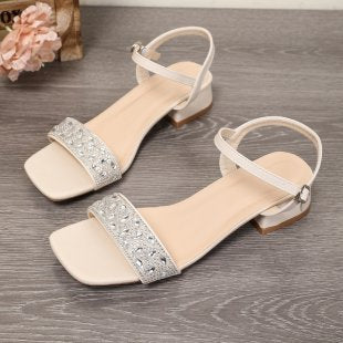 Damen Riemensandaletten mit funkelnder Strass-Applikation und elegantem Blockabsatz Drune