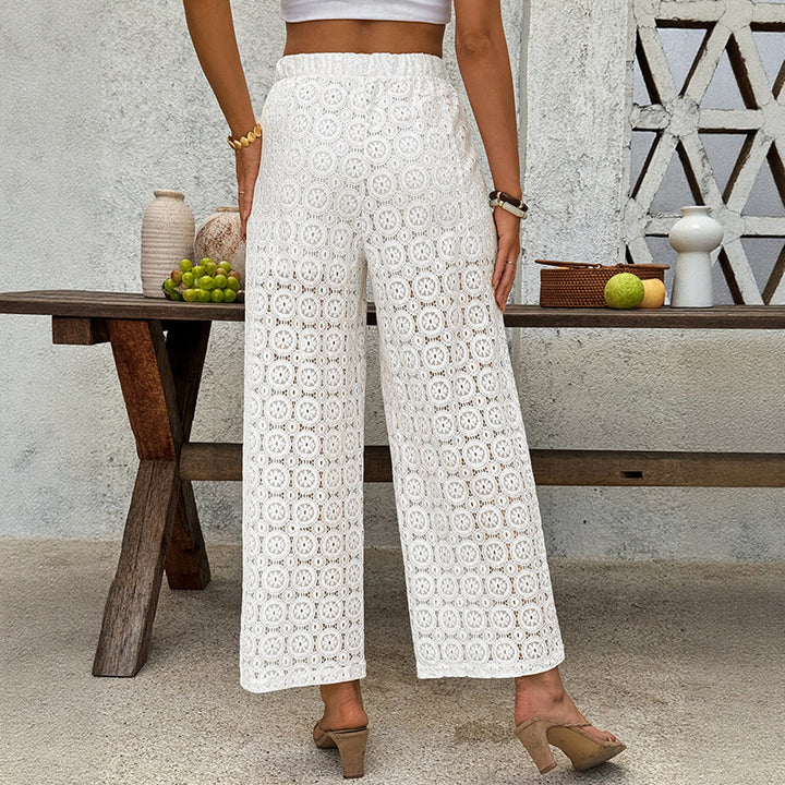 Damen Fließende Sommerhose mit Spitzenmuster Drune