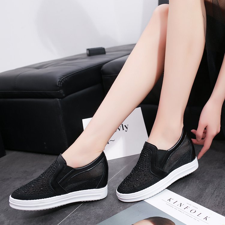 Damen Keil-Sneaker mit Glitzersteinen und atmungsaktivem Mesh Drune