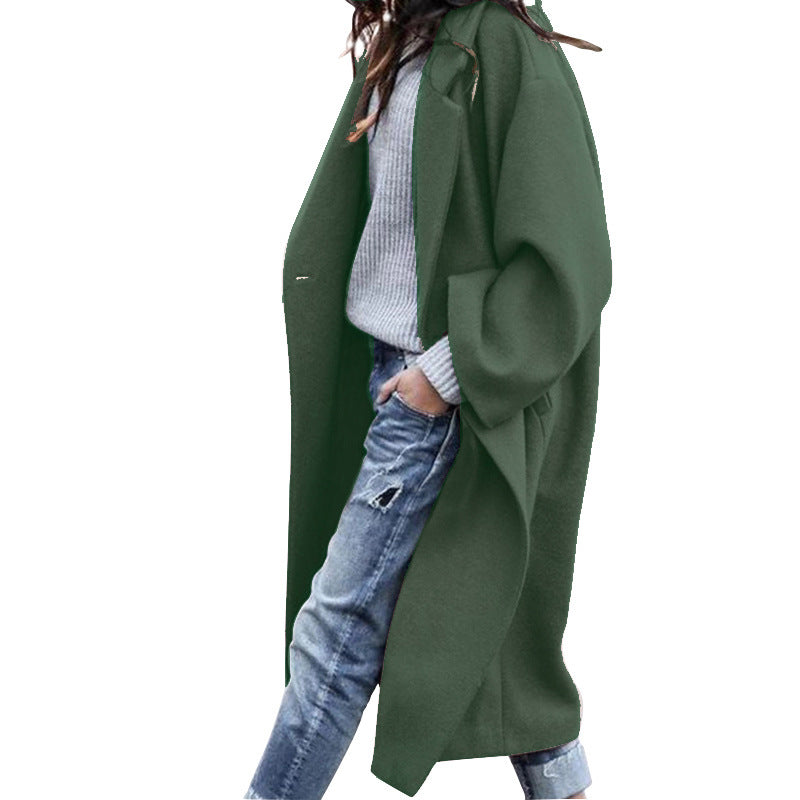 Damen Oversize-Wollmantel mit Reverskragen Drune
