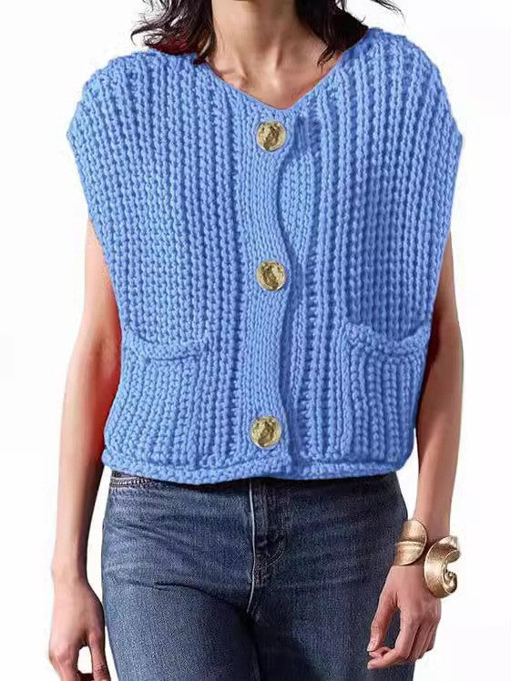 Damen Strickweste mit Knopfdetails und praktischen Taschen Drune