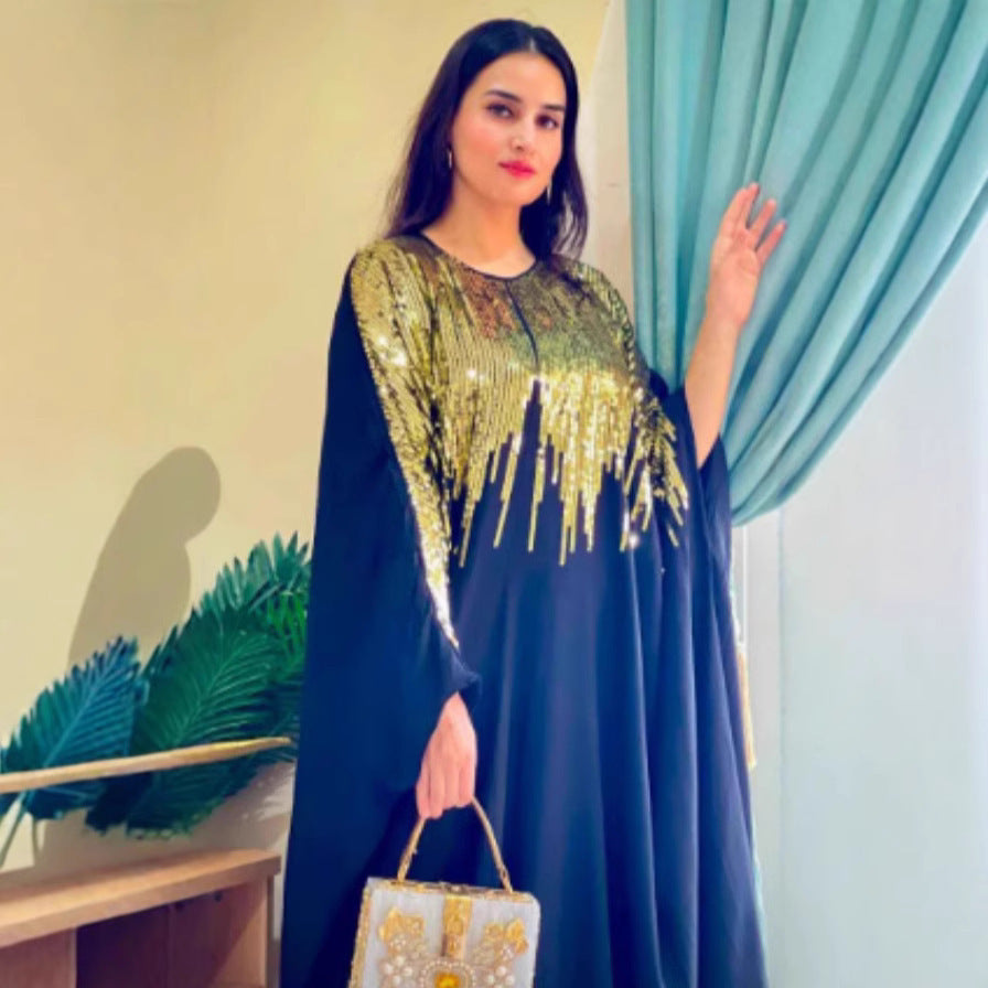Damen Glamouröses Kaftan mit Glitzerdetails Drune