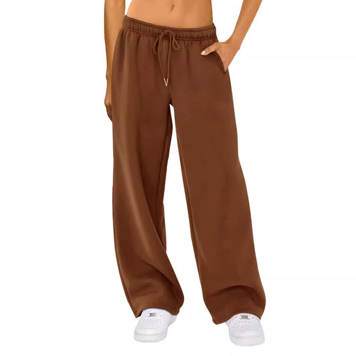 Damen nan relaxed-fit Wide‑Leg Sweatpants mit hohem Komfortbund Kordelzug und nahtverdeckten Eingrifftaschen Drune