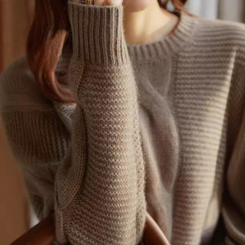 Damen Grobstrickpullover mit strukturiertem Design und breiten Ärmeln Drune