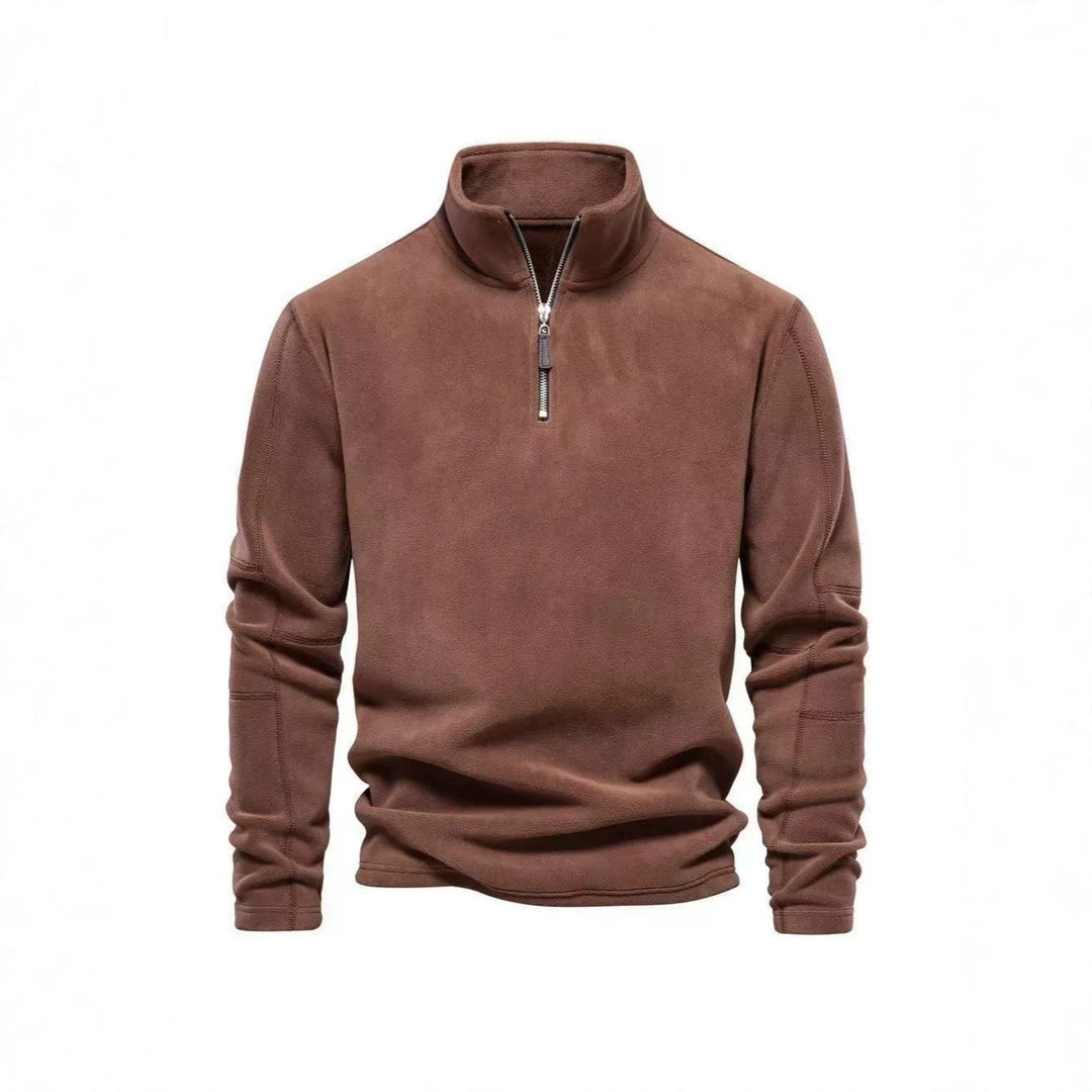 Herren Fleecepullover mit halbem Reißverschluss und Stehkragen Drune