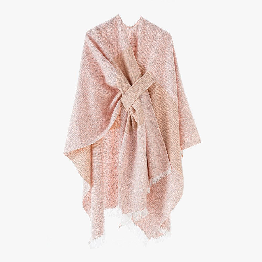 Damen Luxuriöser Oversize Poncho aus hochwertigem Mischgewebe Drune
