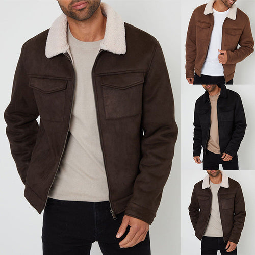 Herren Wildlederjacke mit warmem Kragen