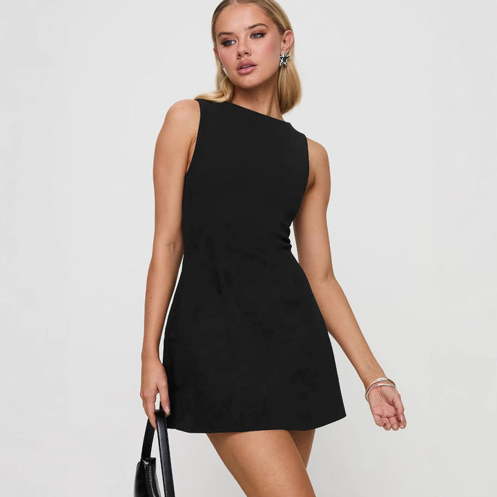 Damen schickes A-Linien-Kleid mit elegantem U-Ausschnitt Drune