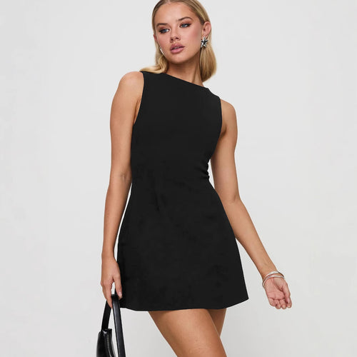 Damen schickes A-Linien-Kleid mit elegantem U-Ausschnitt Drune