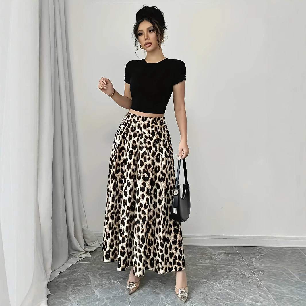 Damen Maxi-Rock mit elegantem Leo-Print und fließendem Schnitt Drune