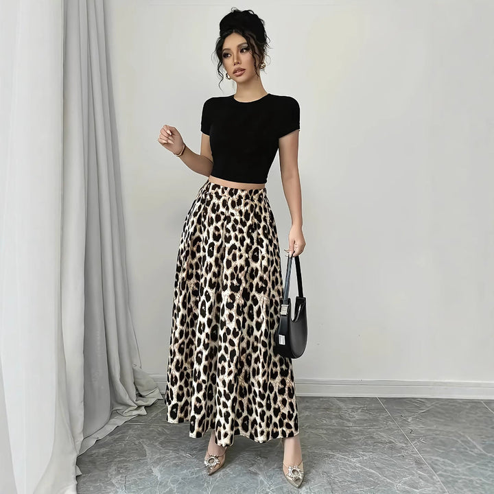 Damen Maxi-Rock mit elegantem Leo-Print und fließendem Schnitt Drune