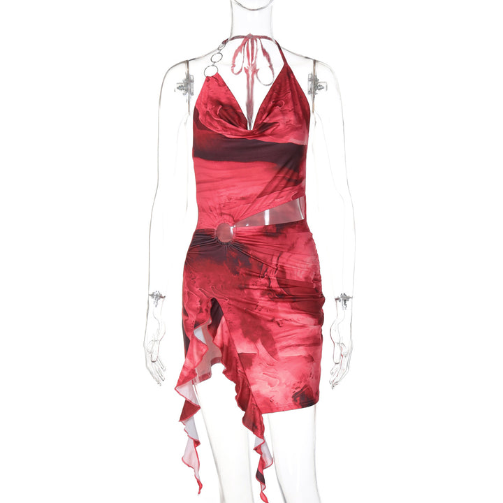 Damen Elegantes Wickelkleid mit raffiniertem Wasserdesign Drune