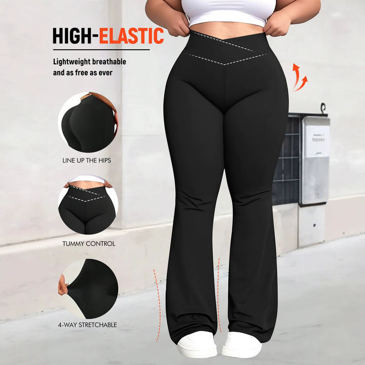 Damen taillenhohe Shaping Bootcut-Leggings mit Bauchkontrolle und 4-Wege-Stretch Drune