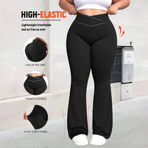 Damen taillenhohe Shaping Bootcut-Leggings mit Bauchkontrolle und 4-Wege-Stretch Drune