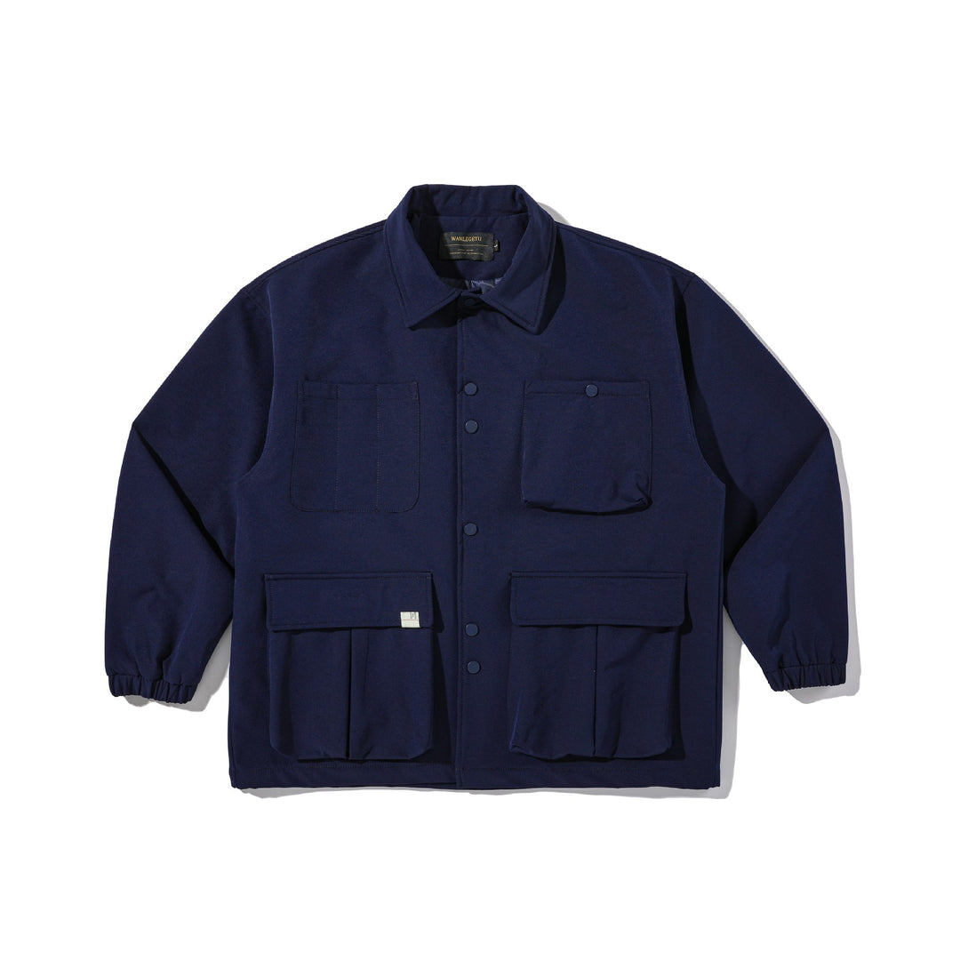 Herren Robuste Canvas-Utility-Jacke mit Druckknopffront und elastischen Bündchen Drune