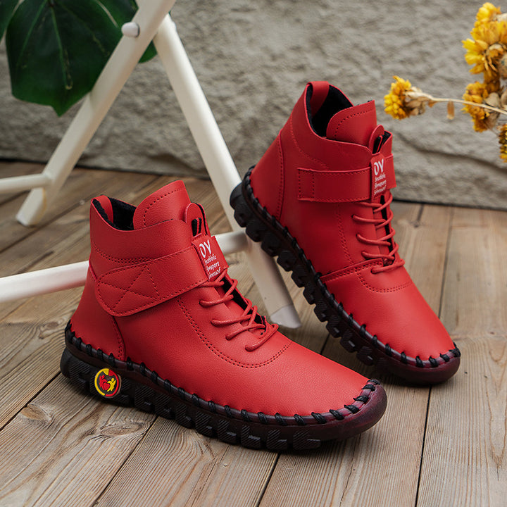 Damen Winterstiefel mit verstellbarem Klettverschluss und robustem Profil Drune