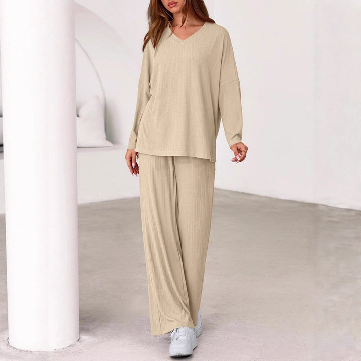 Damen elegantes und lässiges V-Ausschnitt Lounge-Set Drune