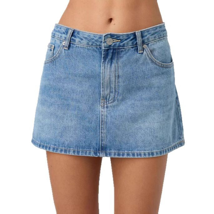 Damen Denim-Minirock mit modischen Taschen und klassischem Schnitt Drune