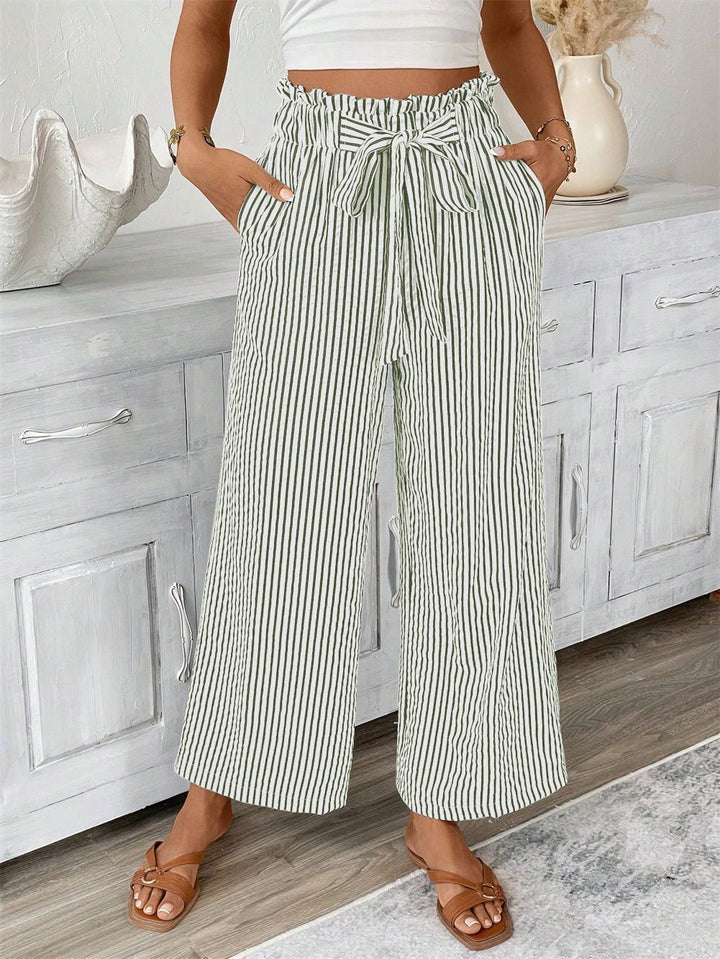 Damen Weite Sommerhose mit Gummizug und Streifenmuster Drune