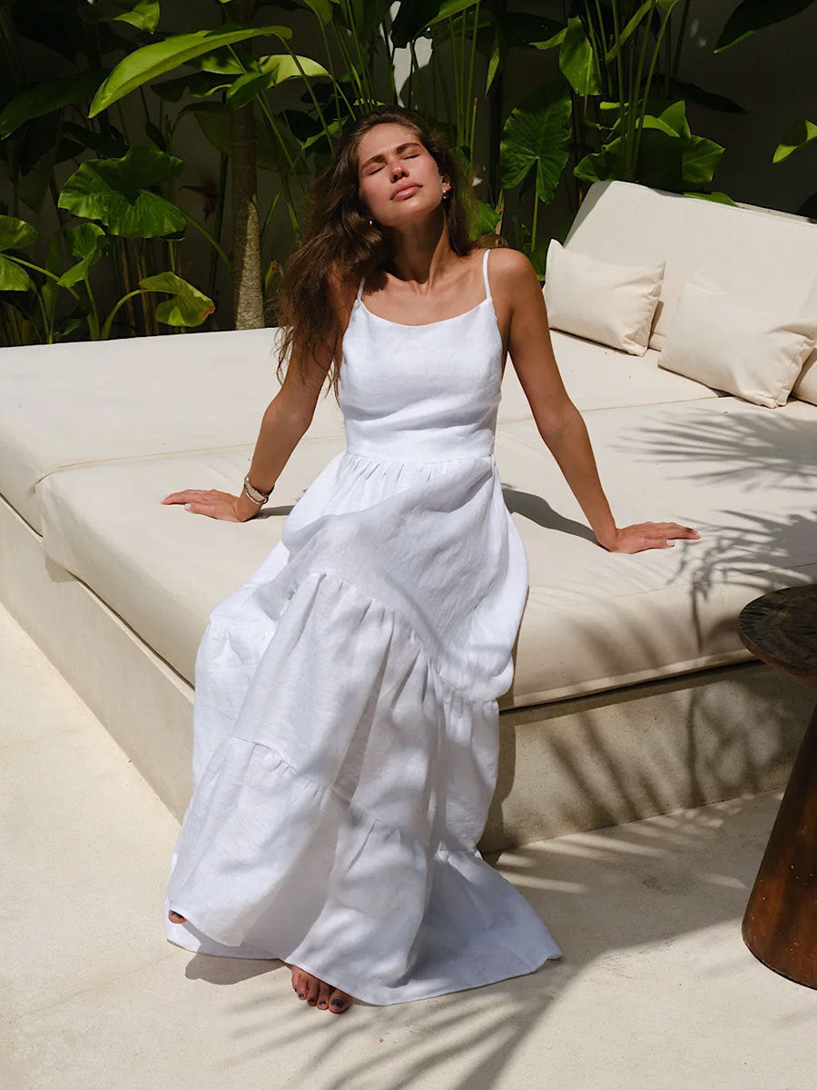 Damen Sommerliches Maxikleid aus hochwertiger Baumwolle Drune