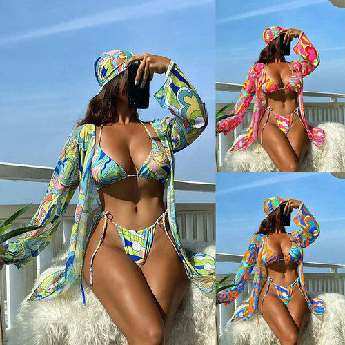 Damen Bikini-Set mit floralem Design und lässigem Cover-Up Drune