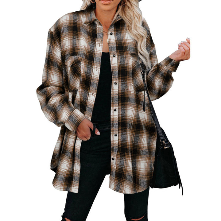 Damen Karo-Hemdjacke aus weichem Flanell mit praktischen Taschen Drune