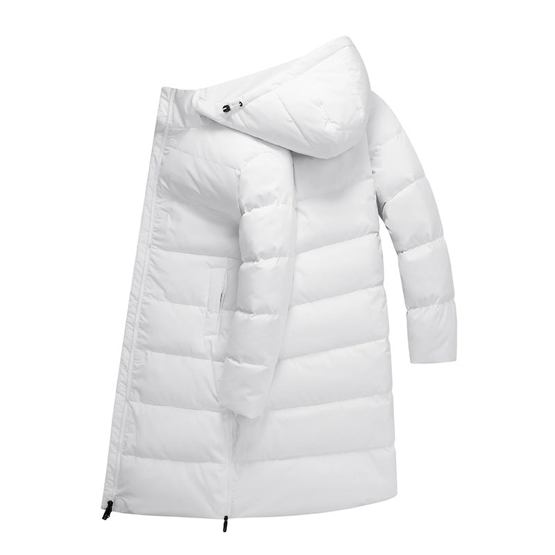 Damen Langer minimalistischer Steppmantel mit konturierter Kapuze und ultraleichter Thermofüllung Drune