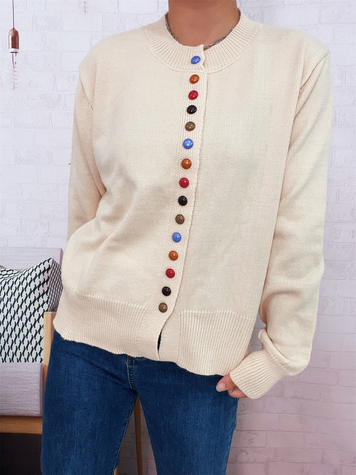 Damen Strickjacke mit farbenfrohem Knopfdetail Drune
