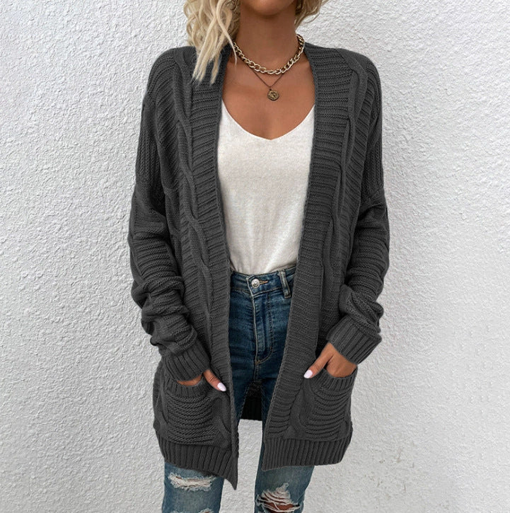 Damen Grobstrick Cardigan mit lässigem Design und praktischen Taschen Drune