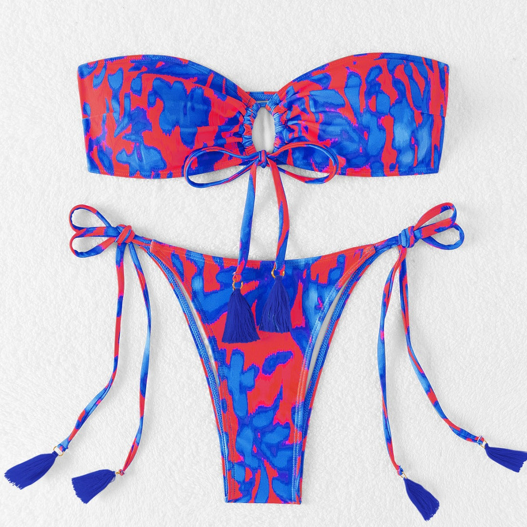 Damen Bandeau-Bikini mit stylishem Cut-Out und seitlichen Bindebändern Drune