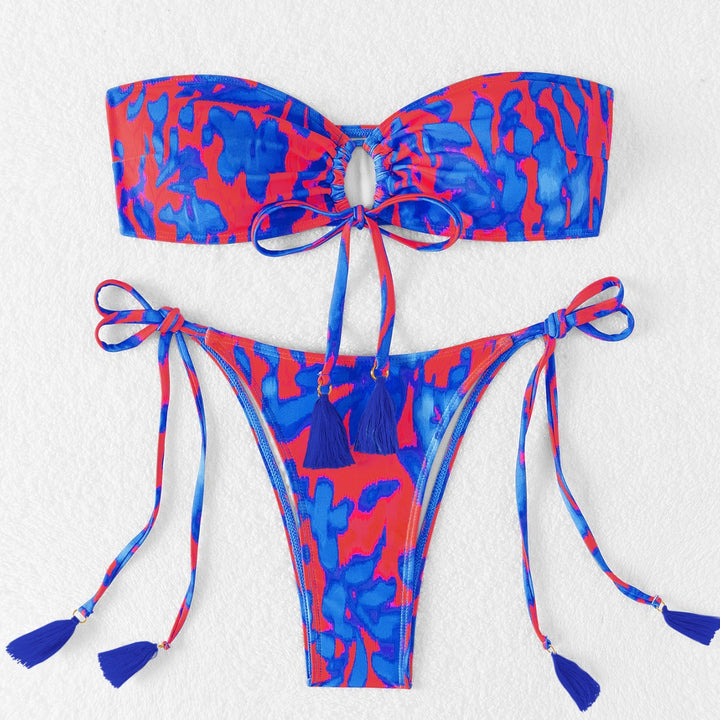 Damen Bandeau-Bikini mit stylishem Cut-Out und seitlichen Bindebändern Drune