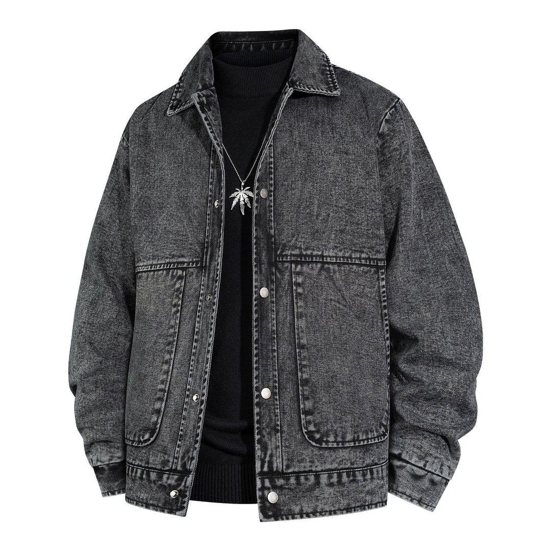 Herren Oversized Jeansjacke mit Stonewash-Effekt und aufgesetzten Taschen Drune