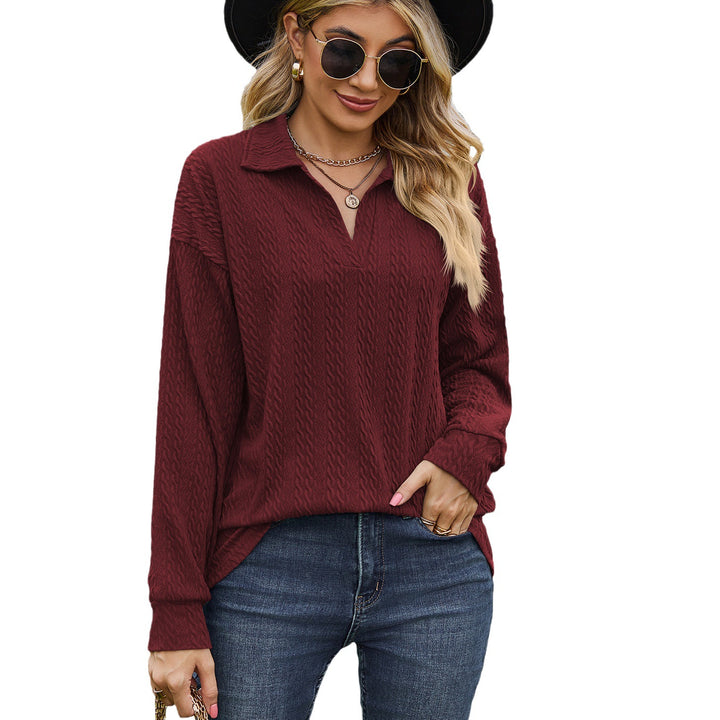 Damen lässiger Pullover mit strukturiertem Kabelmuster Drune