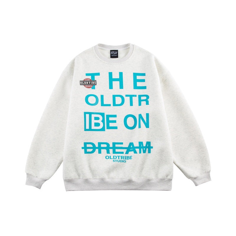Unisex Oversize-Kuschel-Sweatshirt mit großflächigem Typo-Print und weichem Fleece-Innenfutter Drune