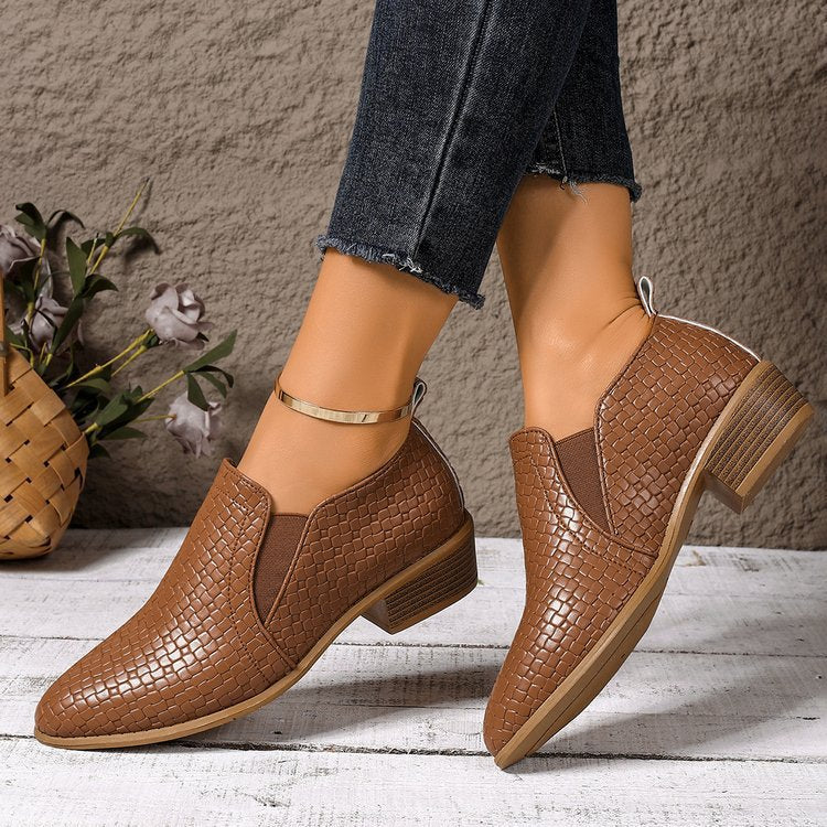 Damen elegante und bequeme Slipper-Stiefel aus strukturiertem Kunstleder Drune