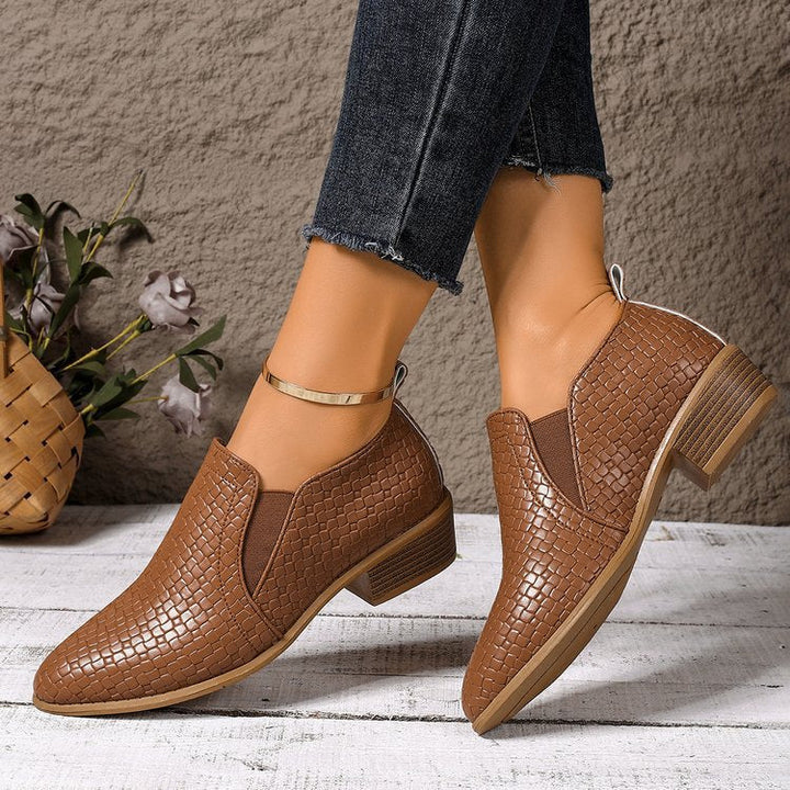 Damen elegante und bequeme Slipper-Stiefel aus strukturiertem Kunstleder Drune