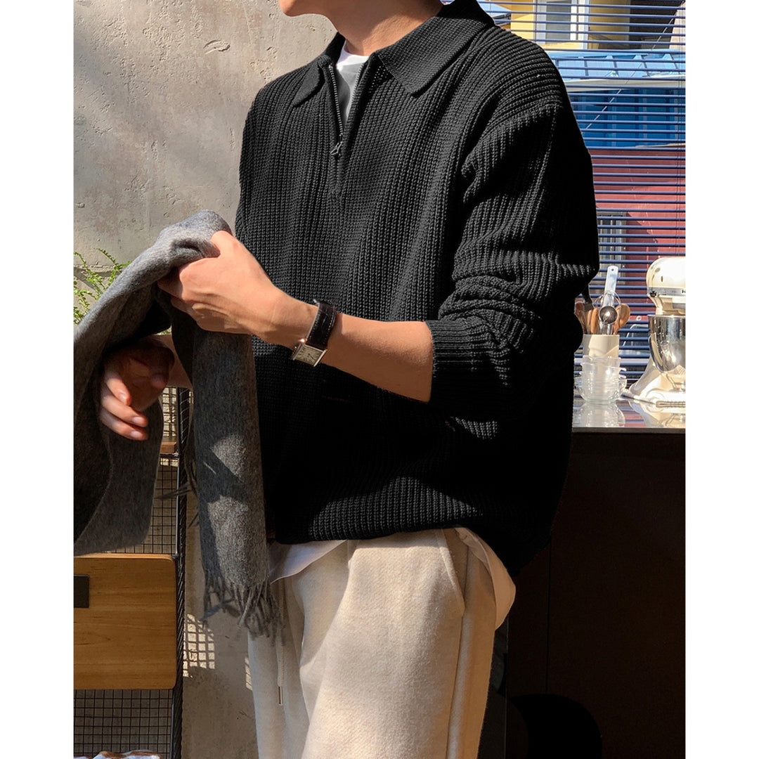 Herren Modisches Strickpullover mit Stehkragen und Reißverschluss Drune