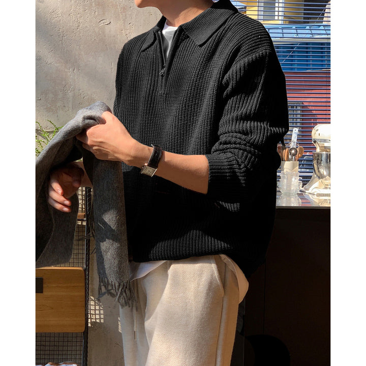 Herren Modisches Strickpullover mit Stehkragen und Reißverschluss Drune