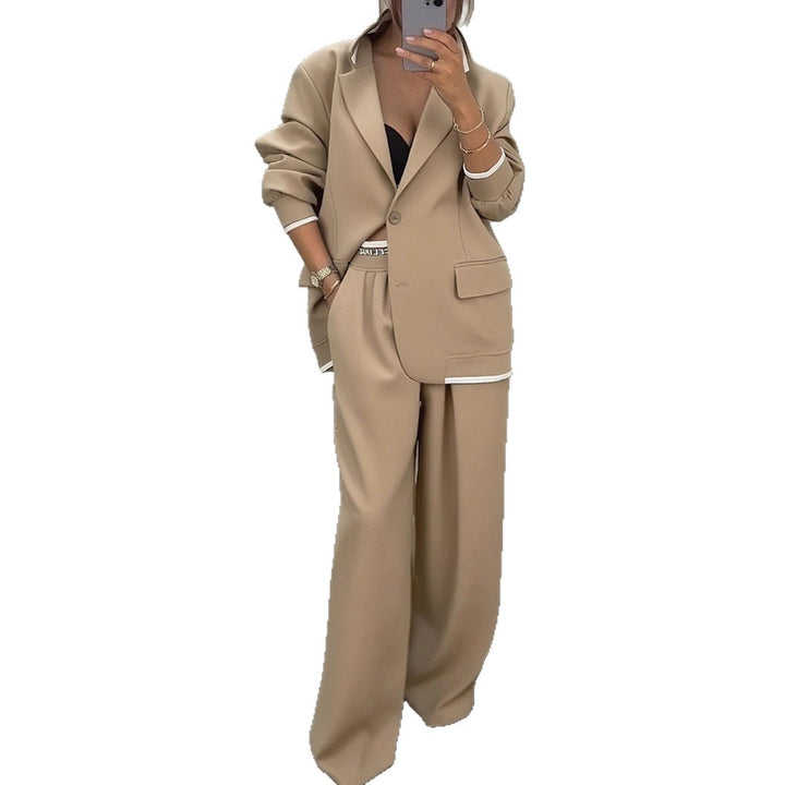 Damen elegantes Blazer- und Hose-Set mit weitem Schnitt und modernem Design Drune