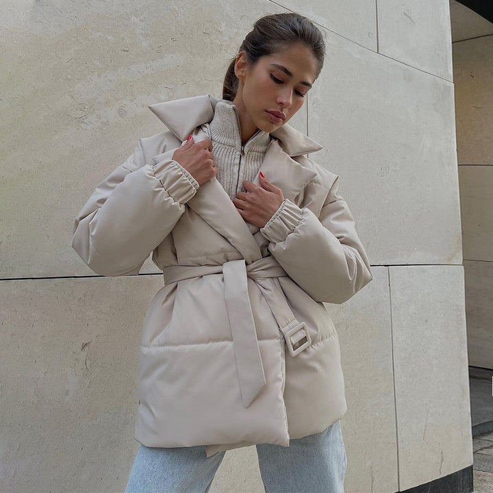 Damen Elegante und warme Wattierte Jacke mit Taillengürtel Drune