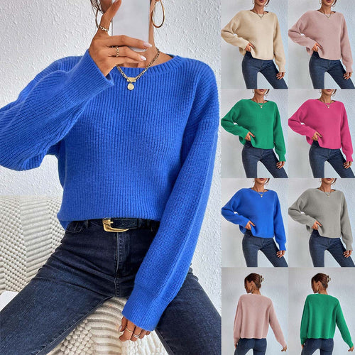 Damen lässiger Strickpullover mit lockerer Passform und eleganten Rippdetails Drune