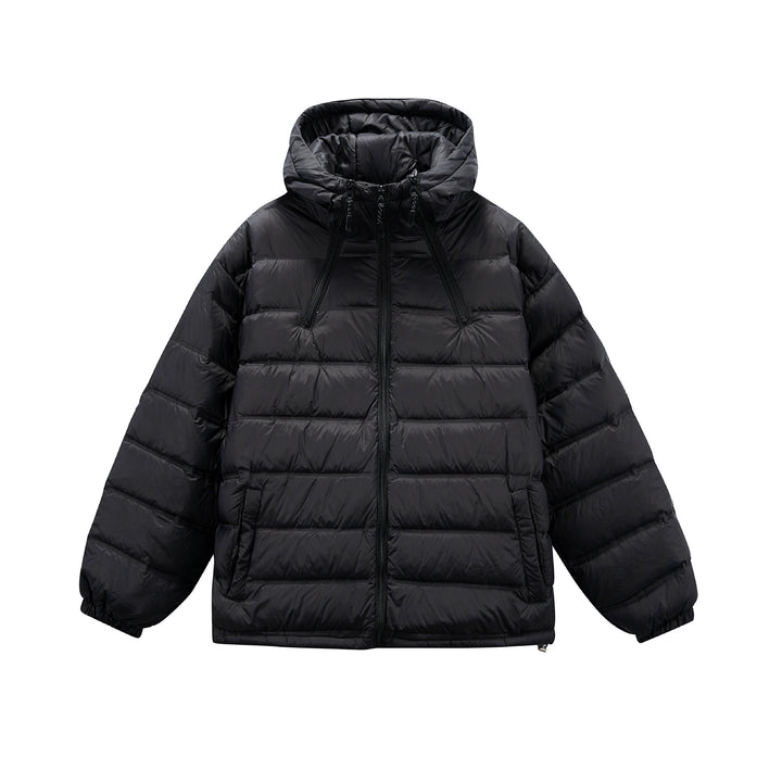 Herren Boxy-Pufferjacke mit hoher Stehkapuze, doppeltem Frontreißverschluss und Tunnelzug Drune