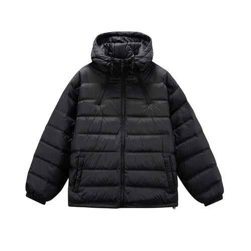 Herren Boxy-Pufferjacke mit hoher Stehkapuze, doppeltem Frontreißverschluss und Tunnelzug Drune