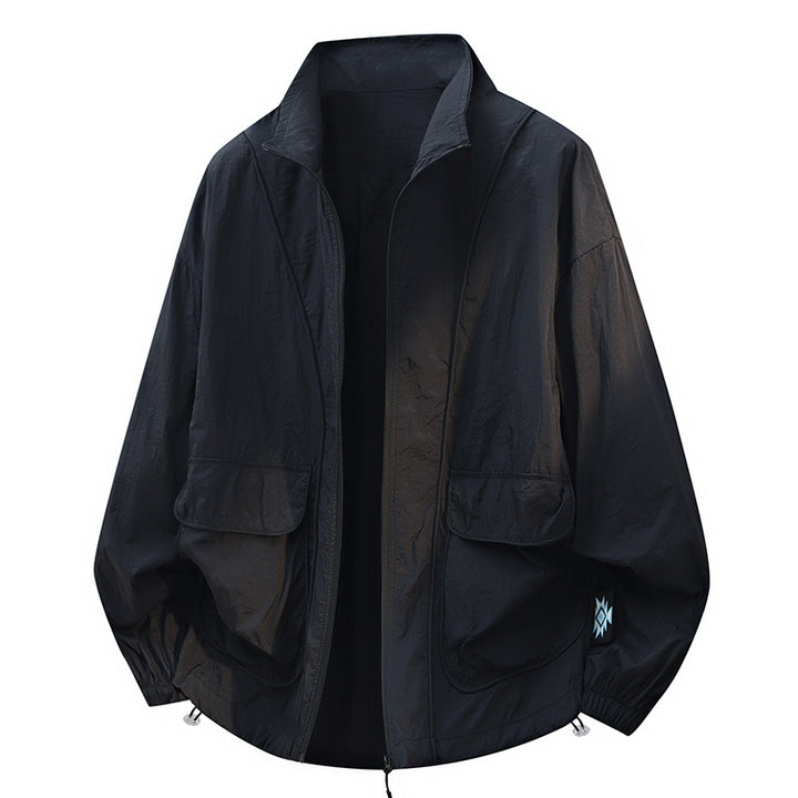 Unisex Oversize Leichte Windjacke mit Kordelzug, Pattentaschen & elastischen Bündchen Drune